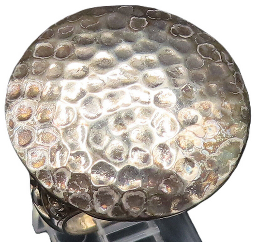 925 Sterling Silver  Vintage Round Hammered Open Scroll Ring Sz 7.5  RG25617