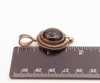 BALI 925 Sterling Silver  Vintage Cabochon Cut Black Onyx Pendant  PT16831