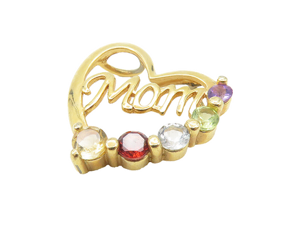 ROSS SIMON 925 Silver  Topaz Amethyst & Peridot Mom Love Heart Pendant  PT9218
