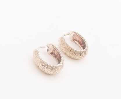 925 Sterling Silver Vintage Earrings Minimalist Rough Finish U Hoops EG13146