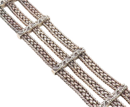 925 Sterling Silver Vintage Bracelet LOIS HILL Triple Strand Scroll Bar  BT12042