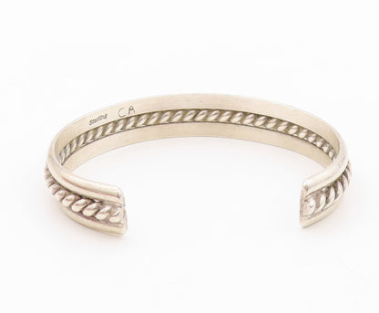 925 Sterling Silver Vintage Bracelet NAVAJO Twisted Rope Carved Cuff  BT10818