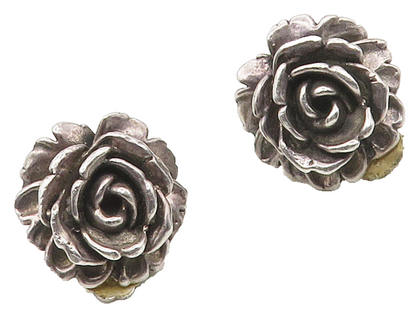 925 Sterling Silver  Vintage Rose Flower Non Pierce Drop Earrings  EG7933