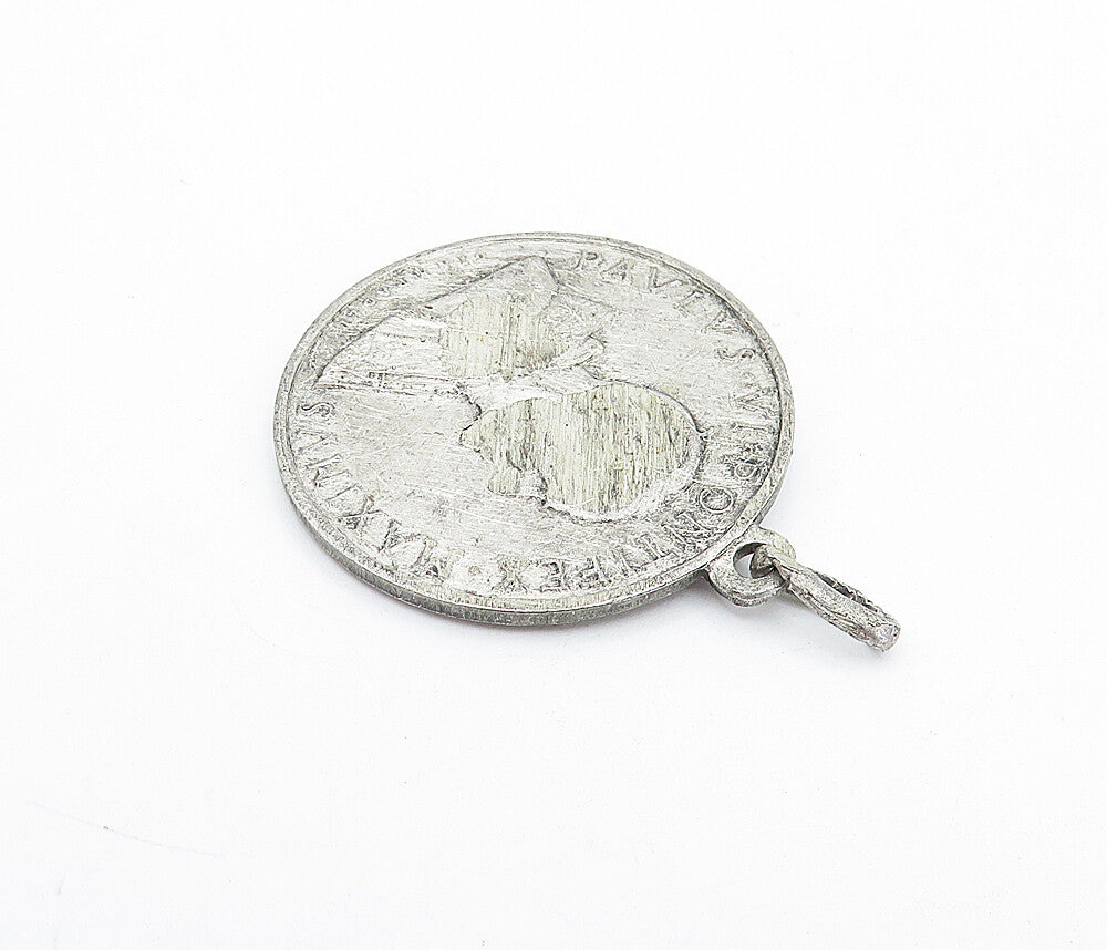 925 Sterling Silver  Vintage Antique Oxidized Saint Christopher Pendant PT3074