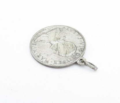 925 Sterling Silver  Vintage Antique Oxidized Saint Christopher Pendant PT3074