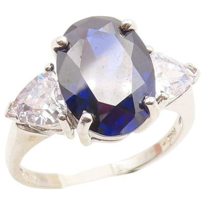 925 Sterling Silver Vintage Ring Oval Cut Sapphire & Topaz Band  Sz 10  RG36892