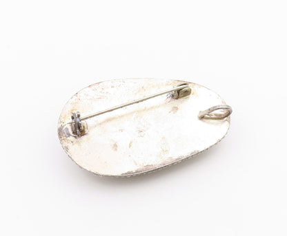 ISRAEL 925 Sterling Silver  Vintage Cabochon Cut Eilat Stone Brooch Pin BP3268