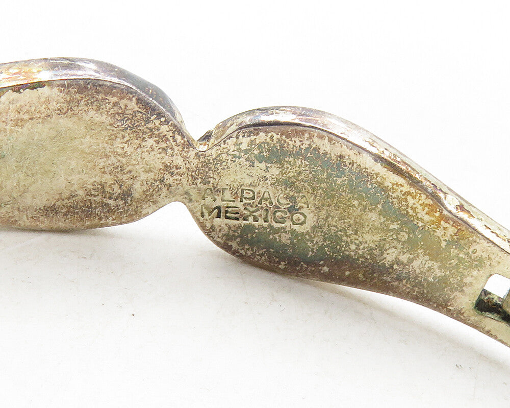 MEXICO 925 Silver  Vintage Inlaid Crushed Turquoise Bangle Bracelet  BT4180