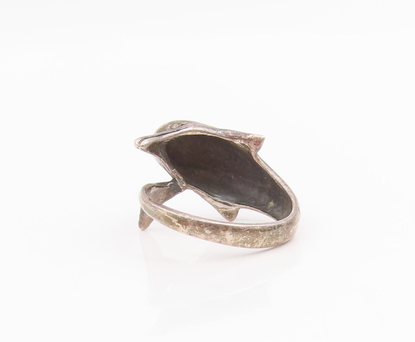925 Sterling Silver Vintage Ring Chunky Baby Dolphin Bypass Band  Sz 6  RG34302