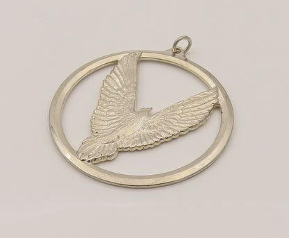 WALLACE 925 Silver  Vintage Peace On Earth Flying Bird Cutout Pendant  PT21964