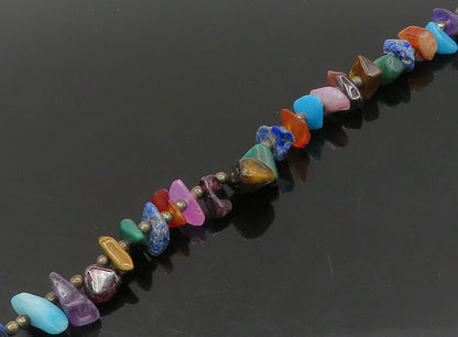 925 Silver Vintage Turquoise Sodalite & Multi Stone Chain Necklace NE3770