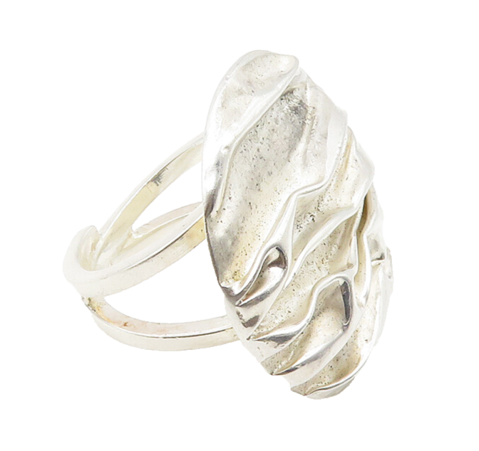 925 Sterling Silver  Vintage Shiny Round Sculpted Statement Ring Sz 8  RG10310