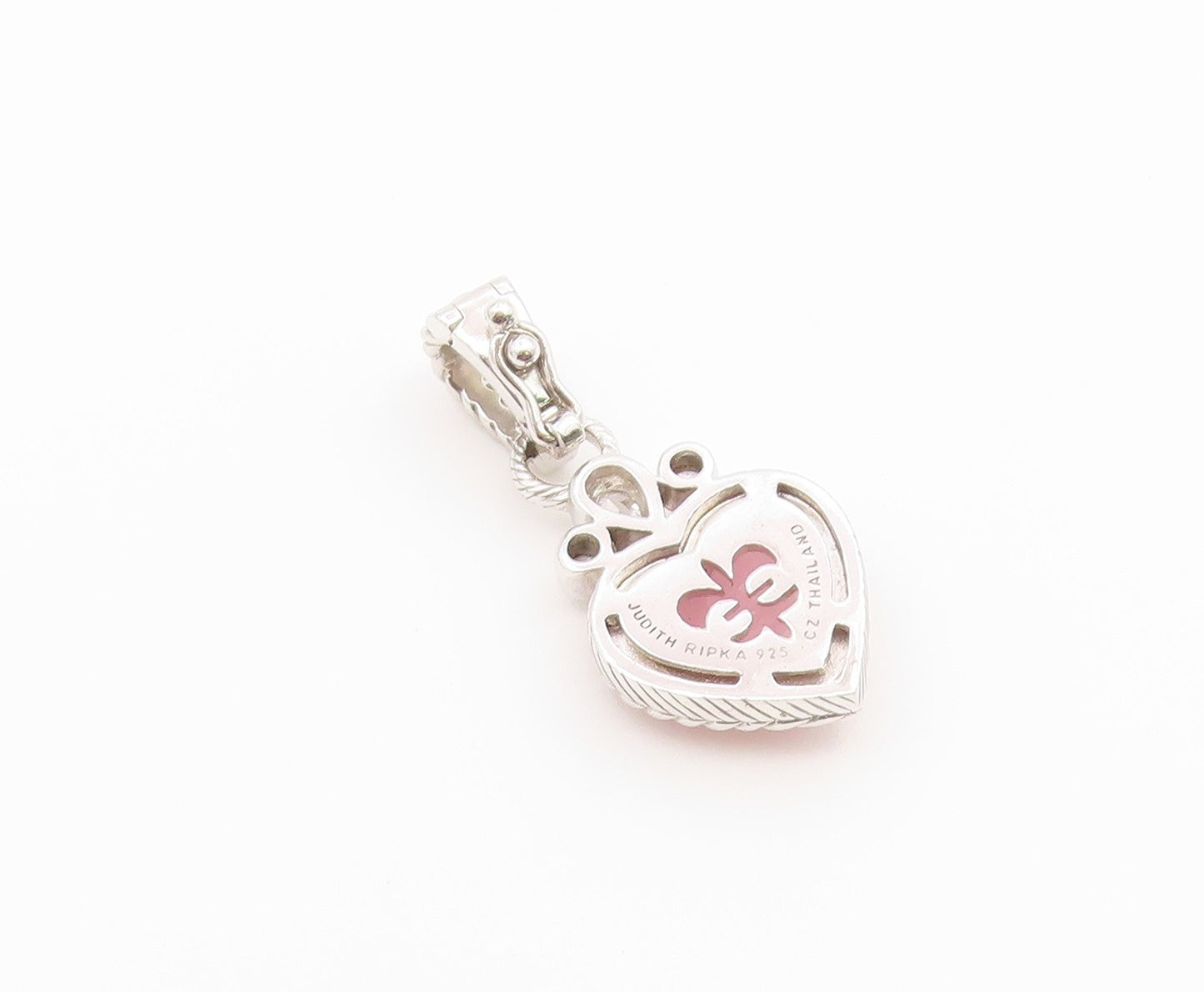 925 Sterling Silver Vintage Pendant JUDITH RIPKA Rose Quartz Love Heart  PT26550