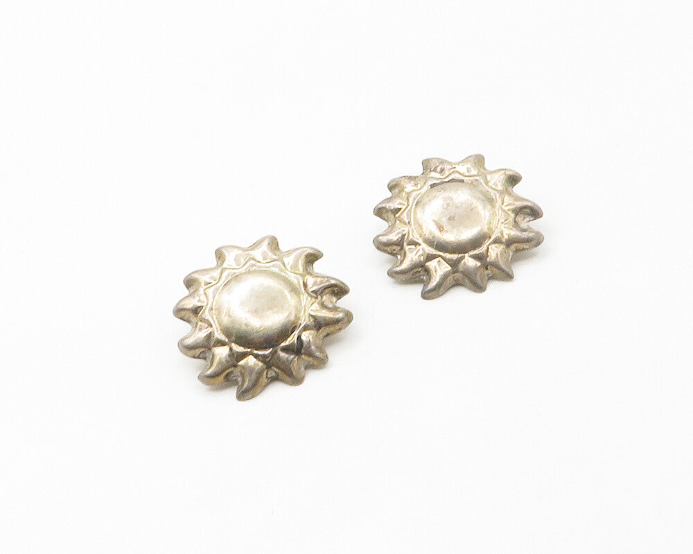 MEXICO 925 Sterling Silver  Vintage Sun Motif Non Pierce Earrings  EG8800