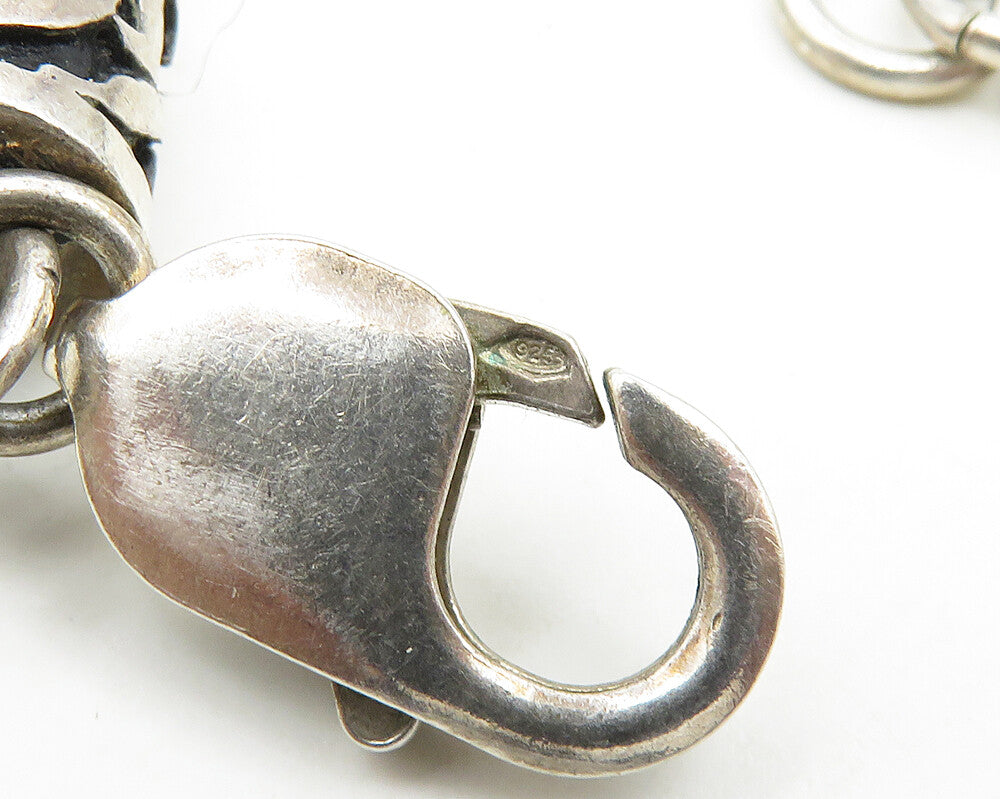 925 Silver  Vintage Pearls Turquoise & Agate Love Heart Chain Necklace  NE3040