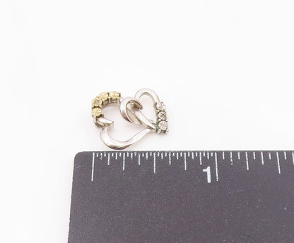 925 Silver Vintage Genuine Diamonds Interlocking Love Heart Pendant PT20832