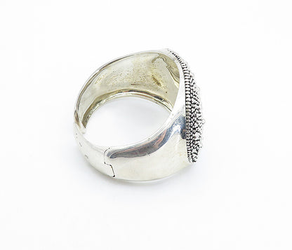 MICHAEL DAWKINS 925 Silver  Circle Patterned Large Hinge Cuff Bracelet  BT2702
