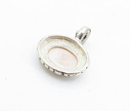 ESPO 925 Sterling Silver  Vintage Mother Of Pearl Swirl Dome Pendant  PT3608