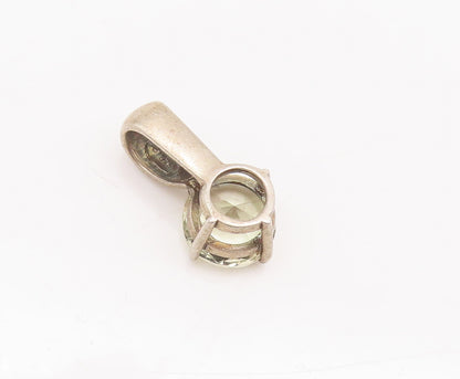 925 Sterling Silver Vintage Pendant Minimalist Single Stone Round Topaz  PT22631
