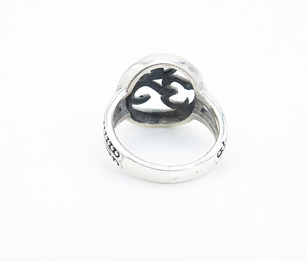 925 Sterling Silver  Vintage Om Spiritual Symbol Band Ring Sz 4.5  RG8101