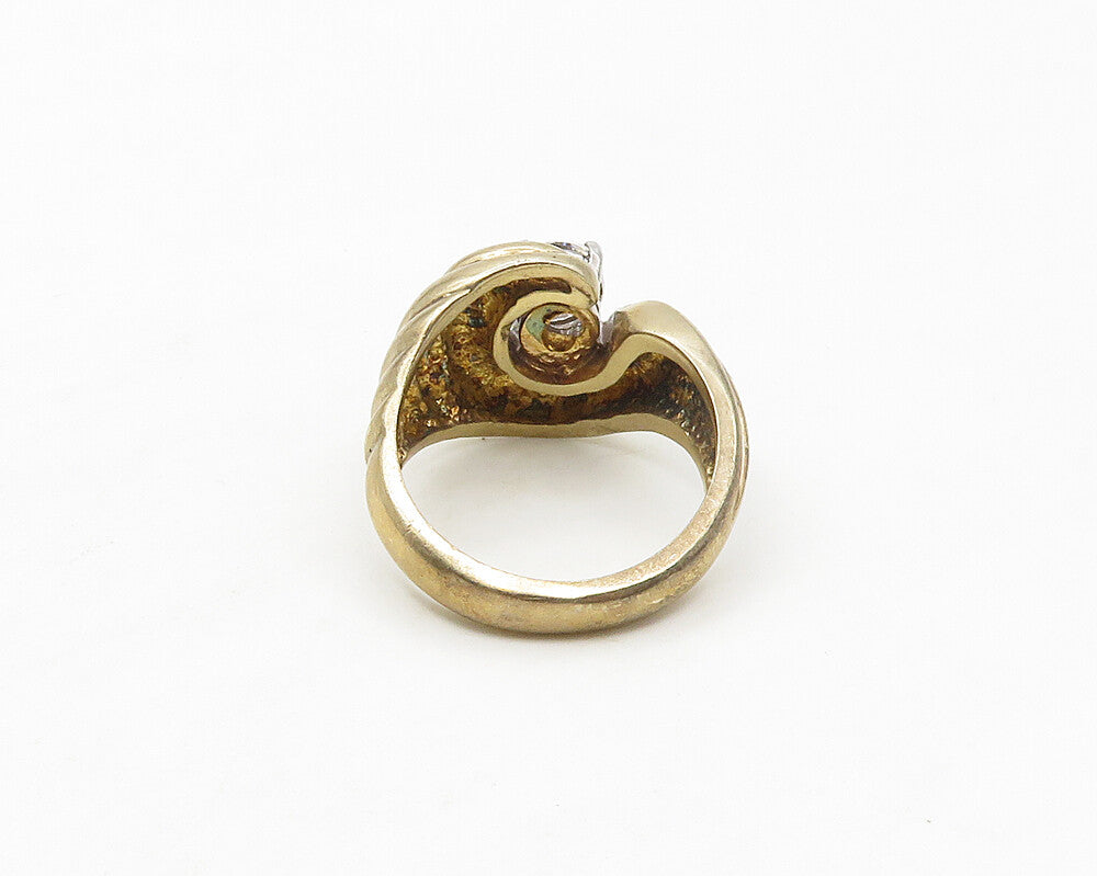 925 Sterling Silver  Cubic Zirconia Gold Plated Swirl Band Ring Sz 7  RG17343