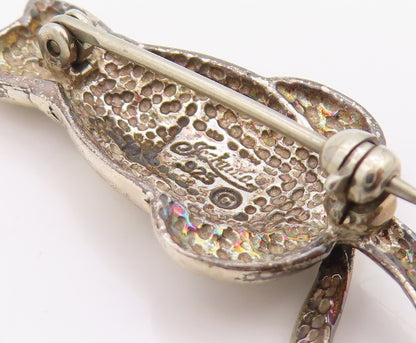 925 Sterling Silver Vintage Brooch Pin JEZALINE Feline Cat With Bandana  BP12564