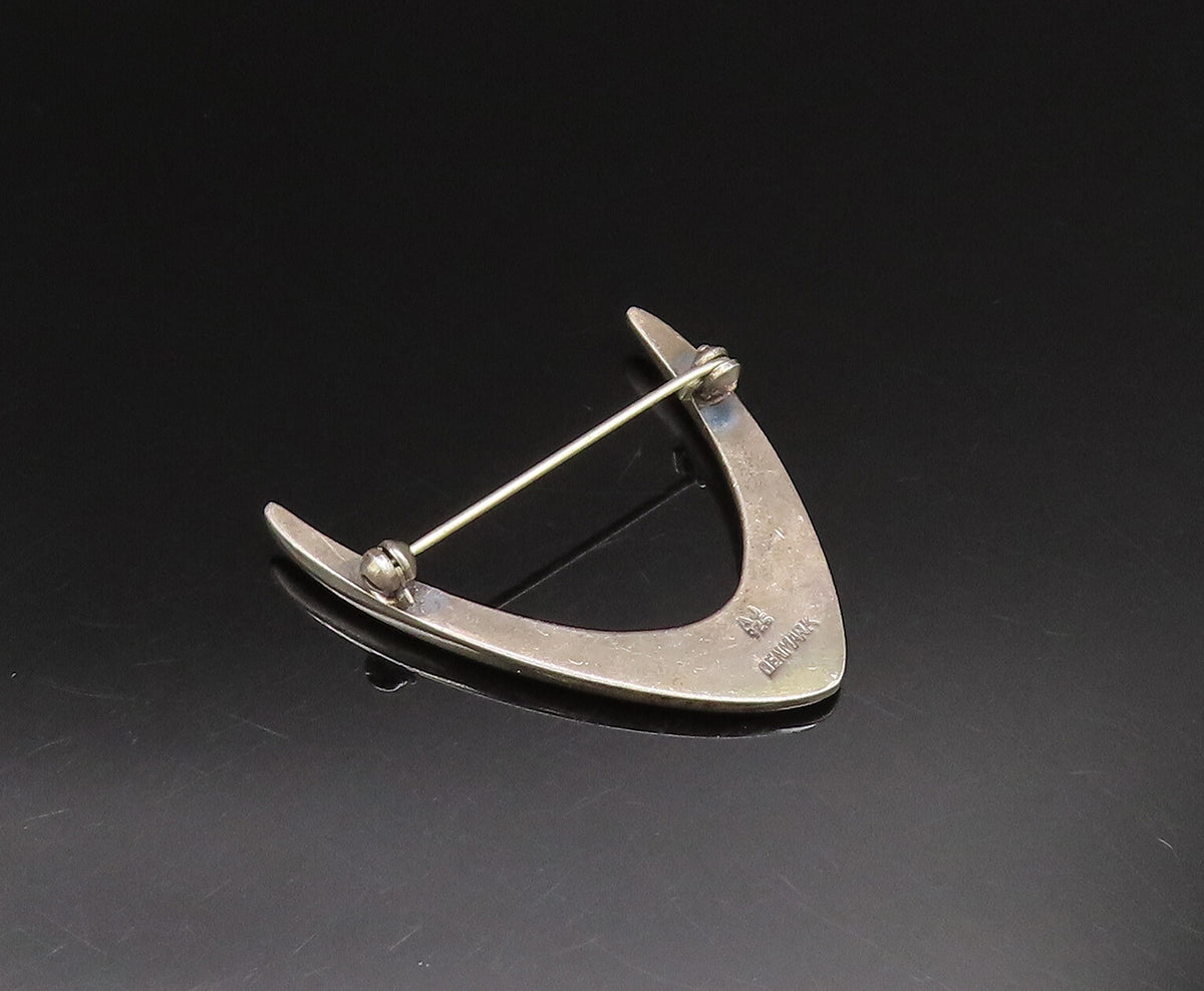 ARNE JOHANSEN DENMARK 925 Silver  Vintage Pointed Curved Brooch Pin  BP9789