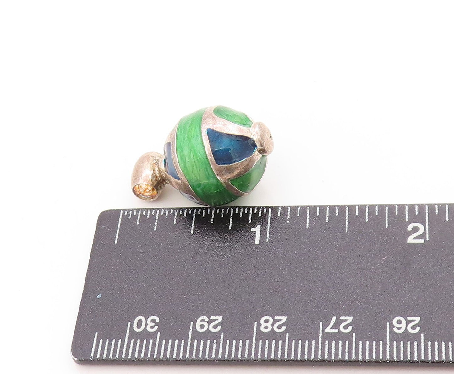 925 Sterling Silver Vintage Pendant Enameled Geometric Sphere Design  PT25120