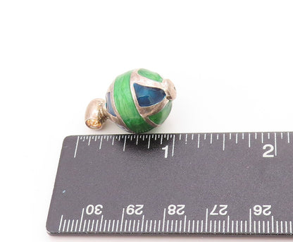 925 Sterling Silver Vintage Pendant Enameled Geometric Sphere Design  PT25120