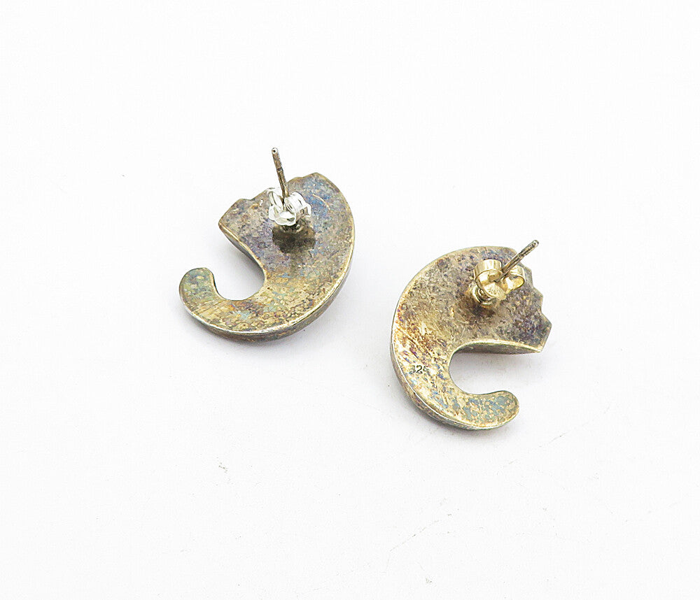 925 Sterling Silver  Vintage Hollow Fluted Swirl Wing Drop Earrings  EG4317