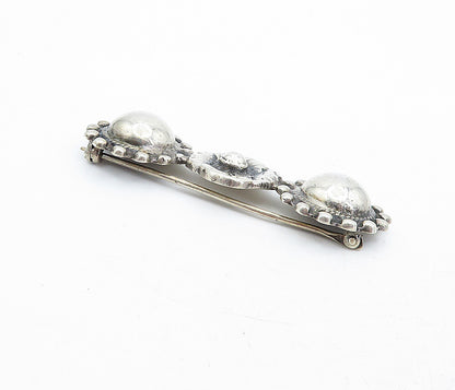 925 Sterling Silver  Vintage Dark Tone Floral Round Domes Brooch Pin  BP1922