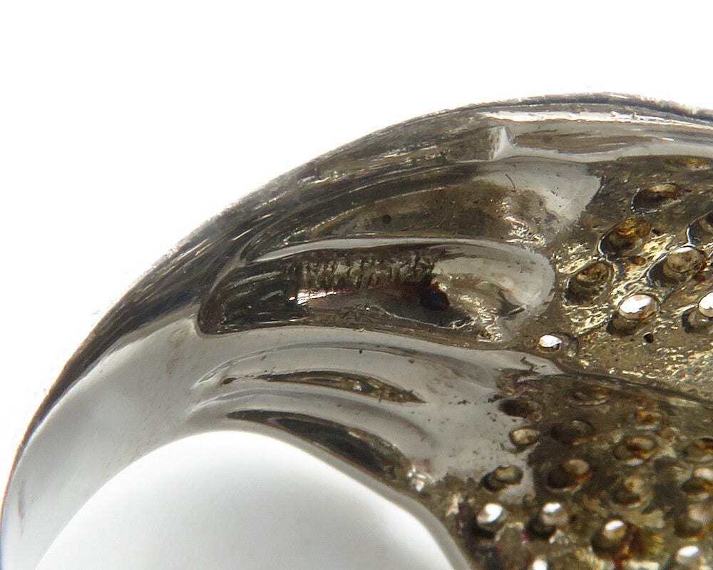925 Sterling Silver  Large Black Hematite & Topaz Cocktail Ring Sz 9  RG11833