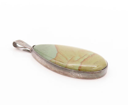 925 Sterling Silver Vintage Pendant Drop Shape Cabochon Gemstone  PT24165
