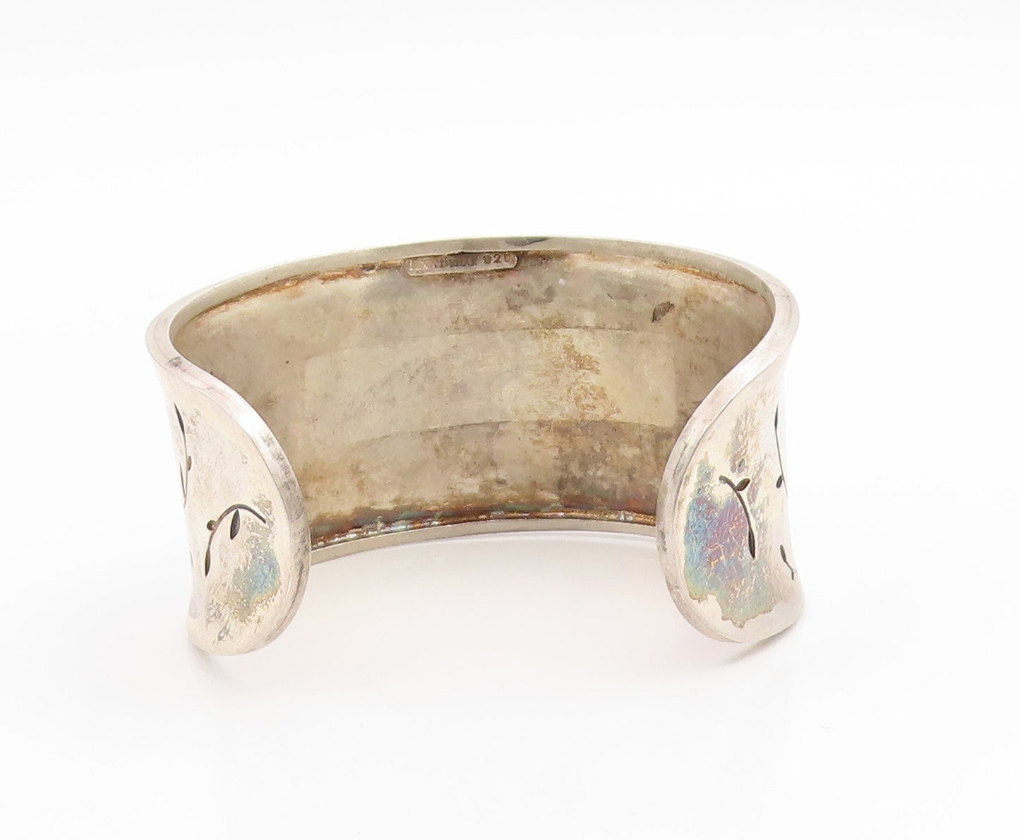 925 Sterling Silver Vintage Bracelet LIKA BEHAR Etched Leaf & Vine Cuff  BT12026