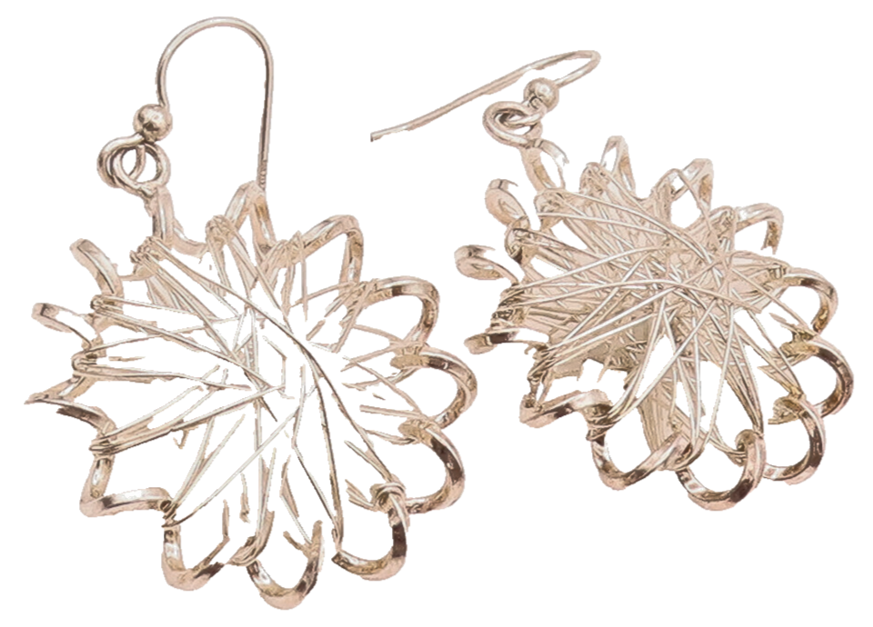 925 Sterling Silver Vintage Handmade Wire Wrapped Star Dangle Earrings EG12411