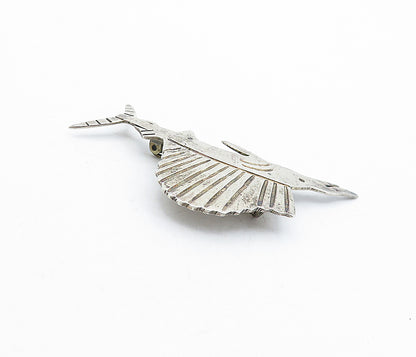 MEXICO 925 Sterling Silver  Vintage Etched Detail Swordfish Brooch Pin  BP1819