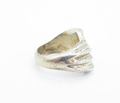 MEXICO 925 Silver  Vintage Shiny Fluted Bypass Style Band Ring Sz 6  RG6979