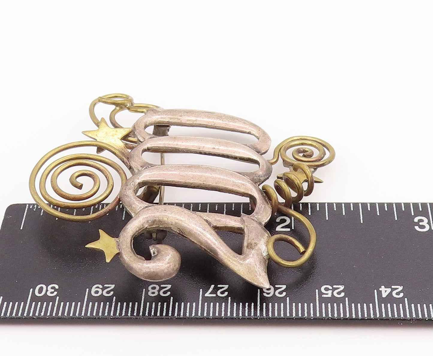 925 Sterling Silver Vintage Brooch Designer Cutout 2000 Celebration  BP11749