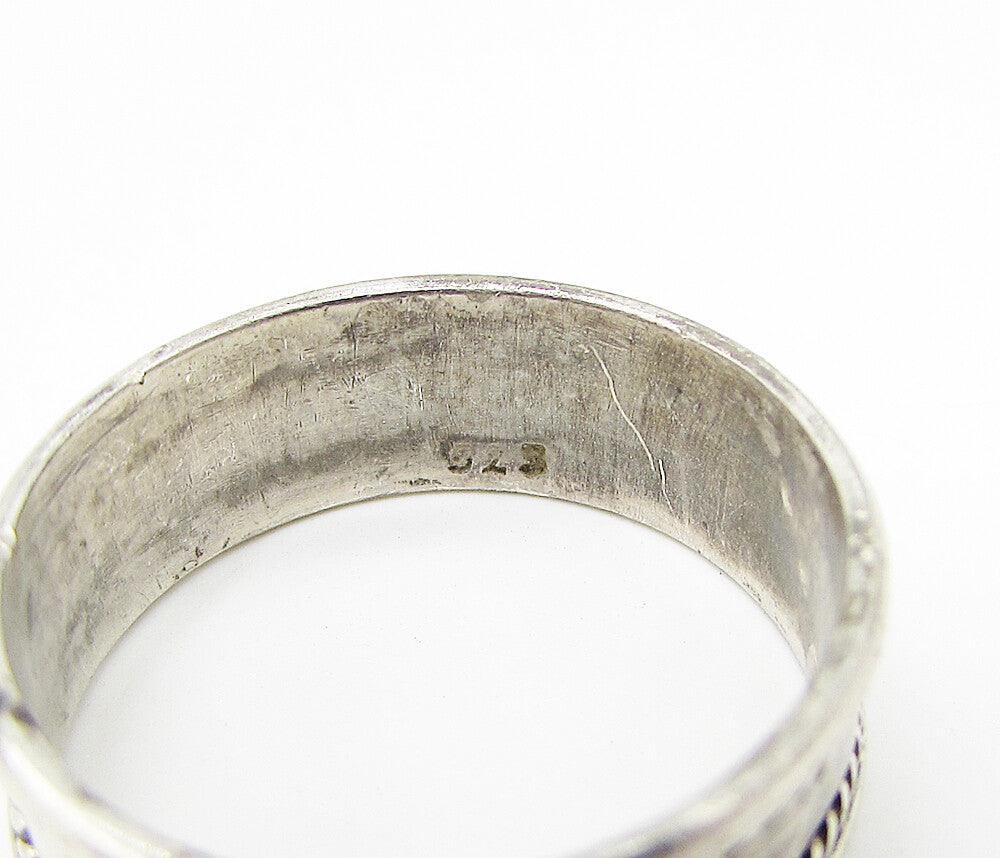 925 Sterling Silver  Vintage Twisted Borders Band Ring Sz 9  RG3001