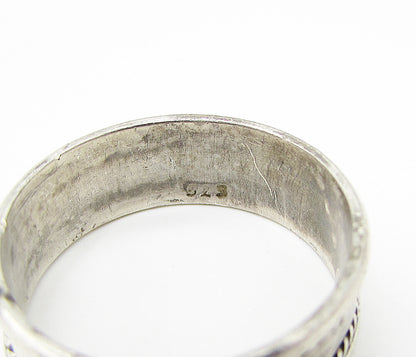 925 Sterling Silver  Vintage Twisted Borders Band Ring Sz 9  RG3001