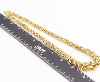 925 Sterling Silver Vintage Necklace Gold Plated Intricate Byzantine Link NE4766