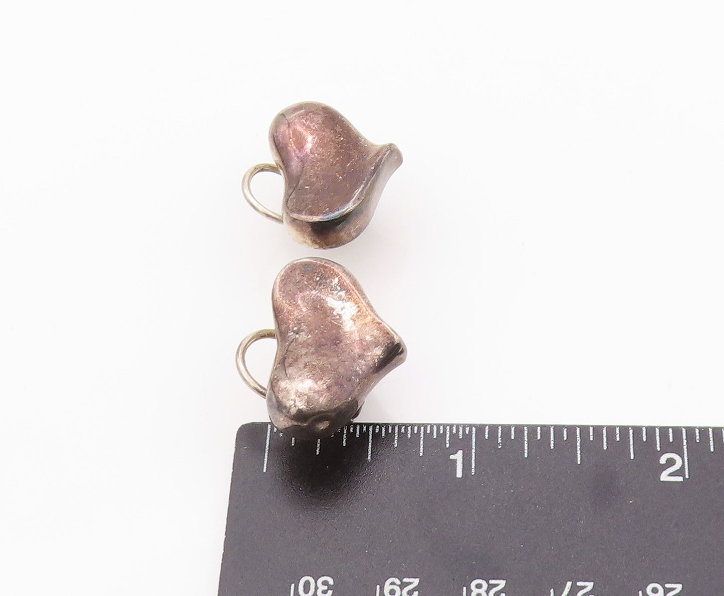 925 Sterling Silver Vintage Earrings ANGELA CUMMINGS Dark Tone Heart  EG13476