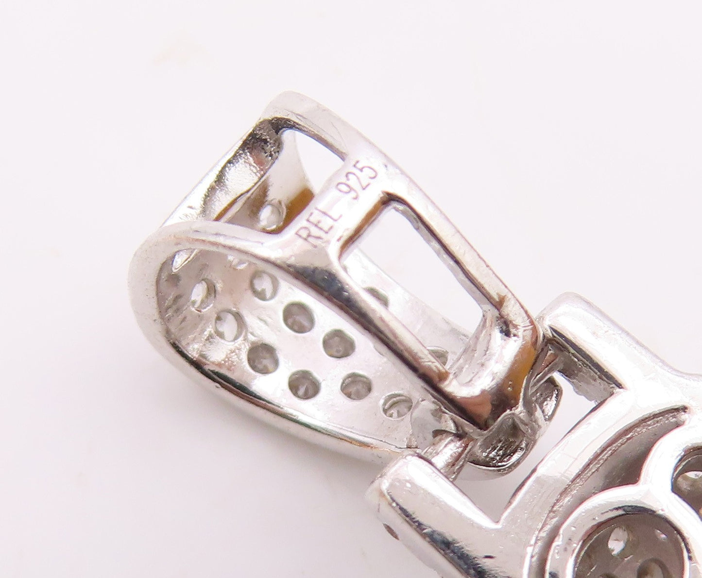 925 Sterling Silver  Vintage Cubic Zirconia Letter L Initial Pendant  PT18063