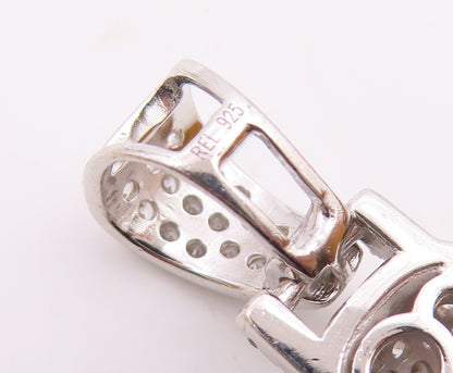 925 Sterling Silver  Vintage Cubic Zirconia Letter L Initial Pendant  PT18063