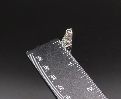 925 Sterling Silver  Vintage Openwork Tower Motif Cone Shaped Pendant  PT21682