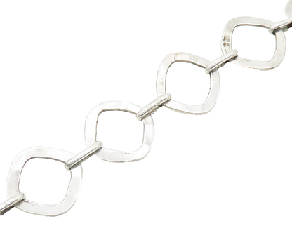 SARAB 925 Sterling Silver  Vintage Shiny Rounded Square Chain Bracelet  BT7965