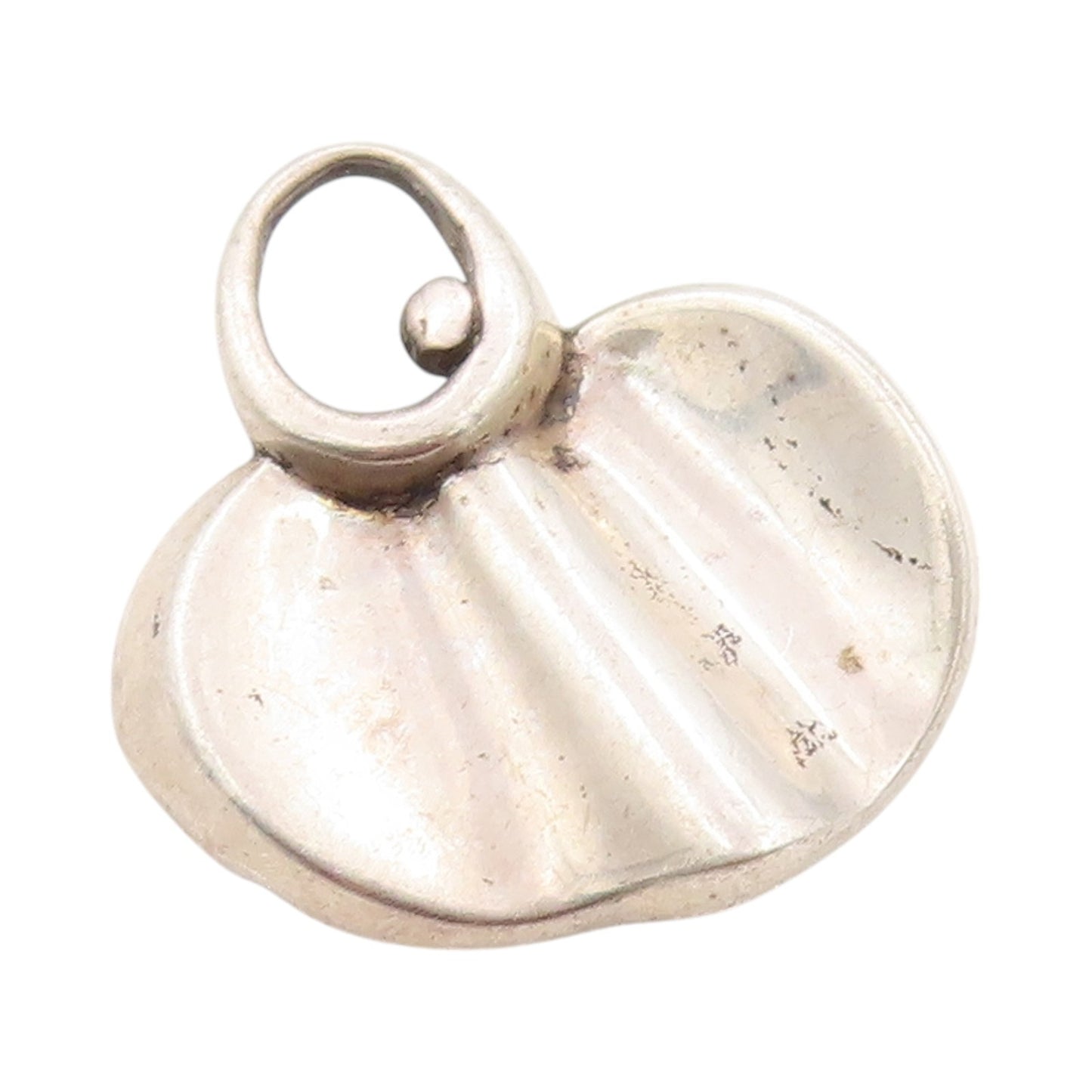 925 Sterling Silver Vintage Pendant Brutalist Wave Carved Oval Design  PT24181