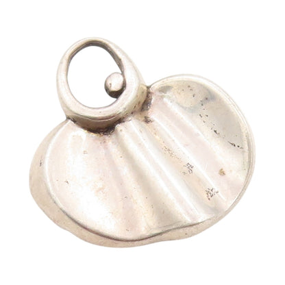 925 Sterling Silver Vintage Pendant Brutalist Wave Carved Oval Design  PT24181
