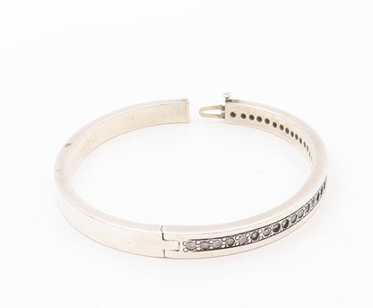 925 Sterling Silver Vintage Bracelet Minimalist Topaz Inlay Bangle  BT10811