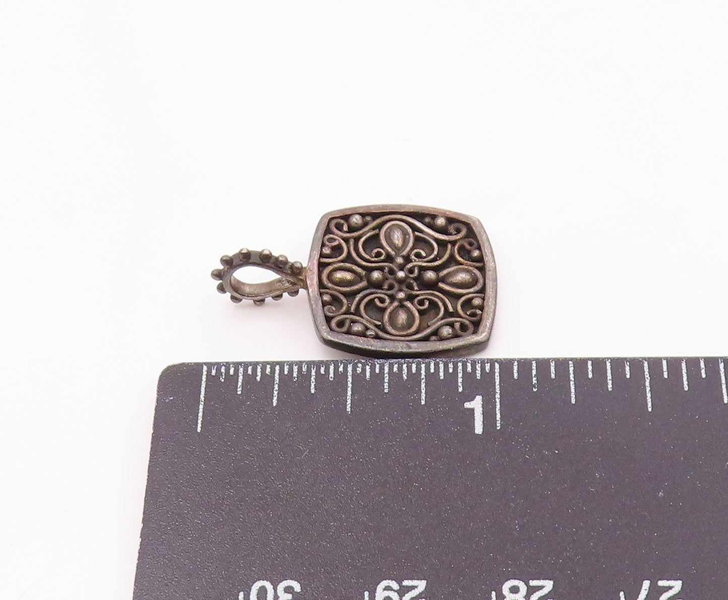 LORI BONN 925 Sterling Silver  Vintage Dark Tone Swirl Design Pendant  PT18154